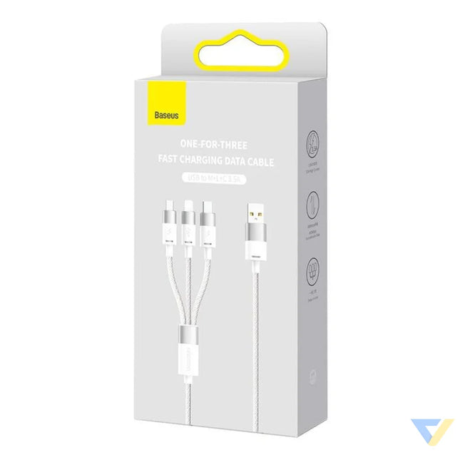 3in1 USB cable Baseus StarSpeed Series USB C + Micro + Lightning 3,5A 1.2m (White) Combo Cables