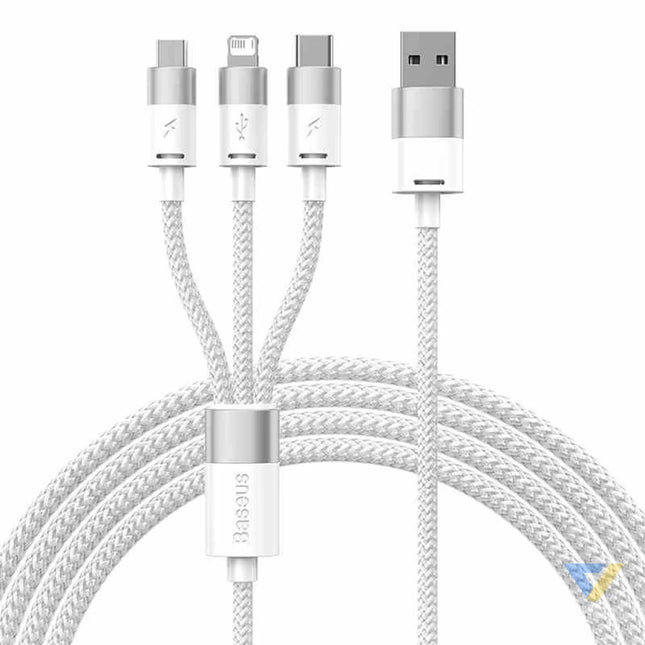 3in1 USB cable Baseus StarSpeed Series USB C + Micro + Lightning 3,5A 1.2m (White) Combo Cables