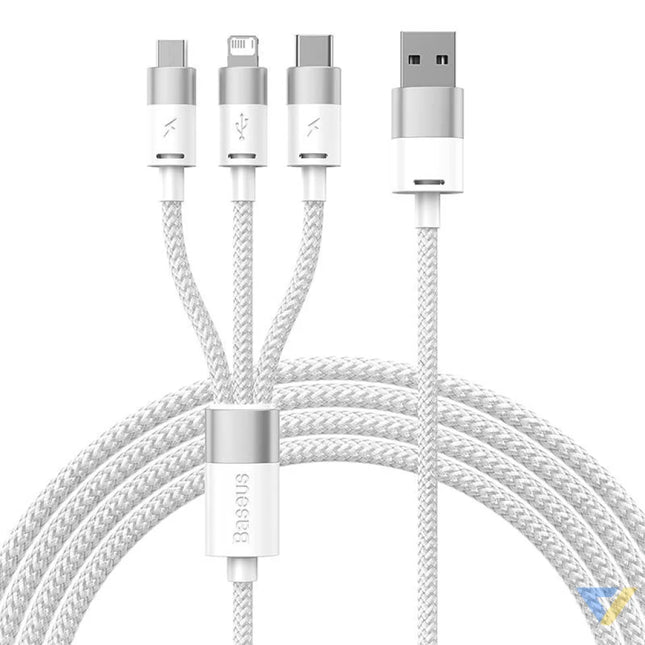 3in1 USB cable Baseus StarSpeed Series USB C + Micro + Lightning 3,5A 1.2m (White) Combo Cables