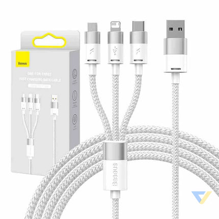 3in1 USB cable Baseus StarSpeed Series USB C + Micro + Lightning 3,5A 1.2m (White) Combo Cables