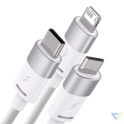 3in1 USB cable Baseus StarSpeed Series USB C + Micro + Lightning 3,5A 1.2m (White) Combo Cables