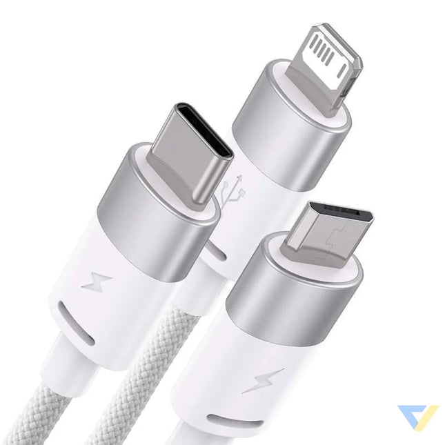 3in1 USB cable Baseus StarSpeed Series USB C + Micro + Lightning 3,5A 1.2m (White) Combo Cables
