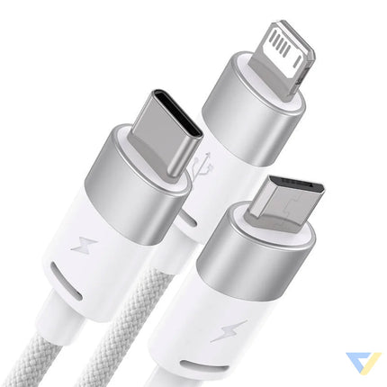 3in1 USB cable Baseus StarSpeed Series USB C + Micro + Lightning 3,5A 1.2m (White) Combo Cables