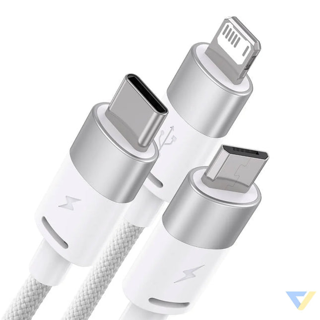 3in1 USB cable Baseus StarSpeed Series USB C + Micro + Lightning 3,5A 1.2m (White) Combo Cables