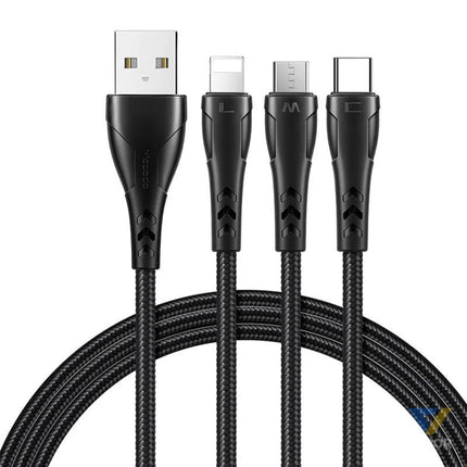 3in1 USB to USB C / Lightning / Micro USB Cable Mcdodo CA 6960 1.2m (Black) Combo Cables