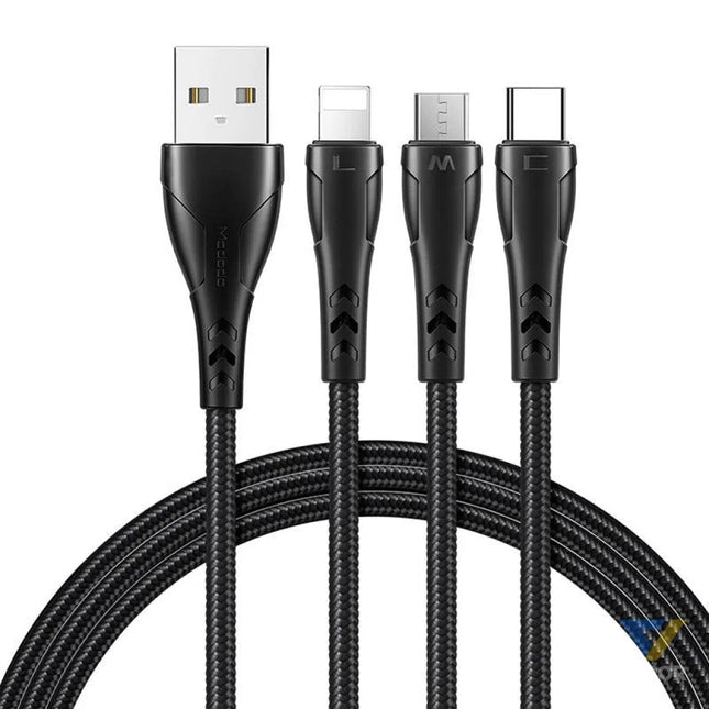 3in1 USB to USB C / Lightning / Micro USB Cable Mcdodo CA 6960 1.2m (Black) Combo Cables