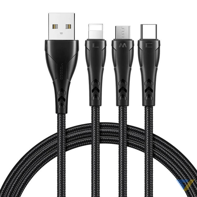 3in1 USB to USB C / Lightning / Micro USB Cable Mcdodo CA 6960 1.2m (Black) Combo Cables