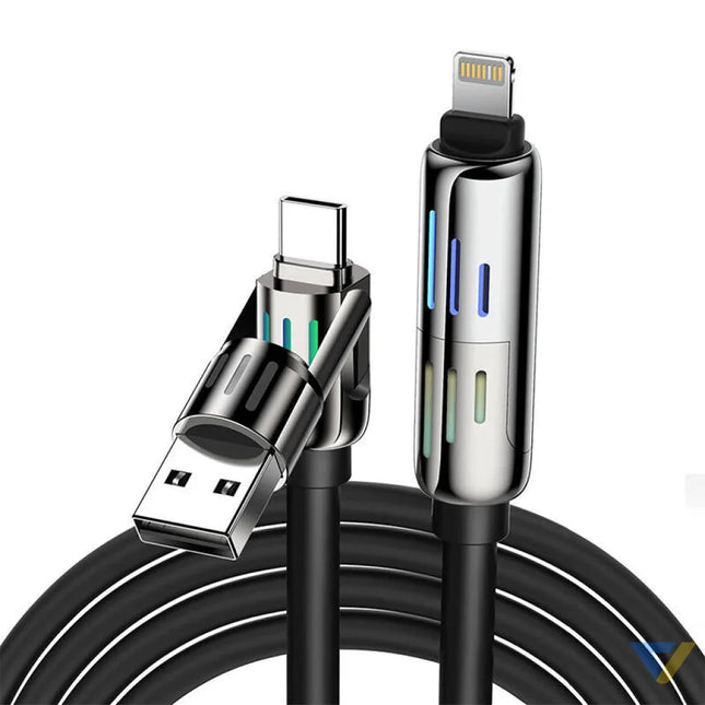 4 in 1 USB C/USB A to USB C/Lightning cable Blitzwolf BW HDC6 1.2m 240W RGB (black) Combo Cables