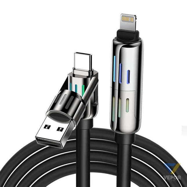 4 in 1 USB C/USB A to USB C/Lightning cable Blitzwolf BW HDC6 1.2m 240W RGB (black) Combo Cables