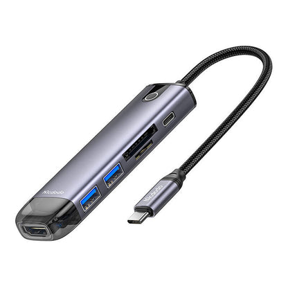 Mcdodo HU-7420 6-in-1 USB-C -keskitin (USB-C, USB3.0*2, SD, TF, HDMI)