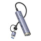 Hub 4i1 Baseus UltraJoy USB-A&USB-C til 3xUSB3.0+USB-C+RJ45 (grå)