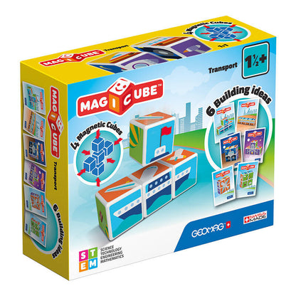Magicube trykte transport magnetblokke + kort 7 elementer GEOMAG GEO-122