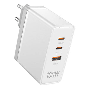 Väggladdare, Vention, FEGW0-EU, 2xUSB-C, USB-A, 100W/100W/30W, GaN (vit)