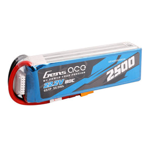 Gens ace 2500mAh 22.2V 80C 6S1P Lipo-batteripaket med XT60-kontakt