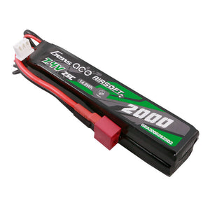 Gens Ace 25C 2000mAh 2S2P 7.4V Sadel Airsoftvapen Lipo Batteri med Mini Deans(T) Kontakt