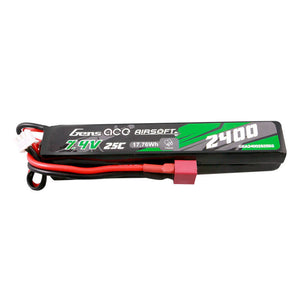 Gens ace 25C 2400mAh 2S2P 7.4V Saddle Airsoft Gun Lipo-batteri med Mini Deans(T)-kontakt