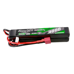 Gens ace 25C 3000mAh 2S2P 7.4V Sadel Airsoftvapen Lipo-batteri med Mini Deans(T)-kontakt