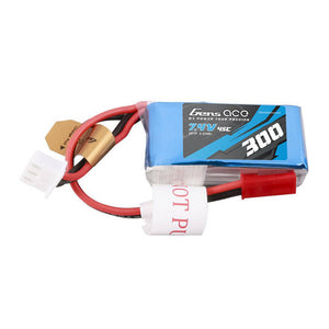Gens ace 300mAh 7.4V 45C 2S1P Lipo-batteripaket med JST-SYP-kontakt