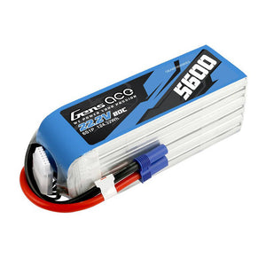 Gens ace 5600mAh 80C 22.2V 6S1P Lipo-batteripaket med EC5-kontakt