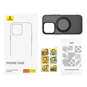 Phone Case Baseus SkyRing Magnetic med ställ för iP 13 Pro + härdat glas och rengöringskit (svart)