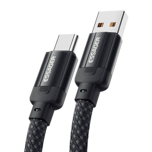 USB į USB-C kabelis, Essager, EXCT-YS01-P, 100W, 1m (juodas)