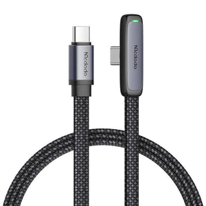 90 grādu USB-C uz USB-C kabelis Mcdodo CA-3360, 65W, 1.2m (melns)