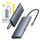 Hub 13in1 Baseus PortalJoy USB-C HDMI:hen+DP:hen+VGA:han+C:hen+USB:hen+PD:hen+RJ45:een+SD/TF:hen+3,5 mm (harmaa)