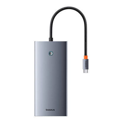 Hub 13in1 Baseus PortalJoy USB-C HDMI:hen+DP:hen+VGA:han+C:hen+USB:hen+PD:hen+RJ45:een+SD/TF:hen+3,5 mm (harmaa)