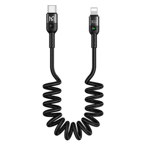 Mcdodo CA-1960 USB-C uz Lightning atsperu kabelis, 36W, 1.8m (melns)