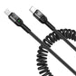 Mcdodo CA-1960 USB-C uz Lightning atsperu kabelis, 36W, 1.8m (melns)