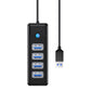 Orico Hub USB:stä 4x USB 3.0, 5 Gbps, 0,15 m (Musta)