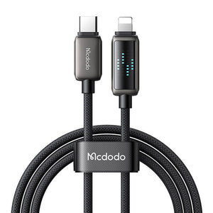 Mcdodo CA-2630 USB-C uz Lightning kabeli, 36W, LED displejs, 1.2m