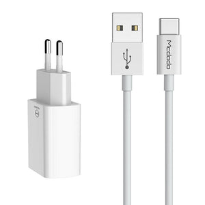 Mcdodo USB dubultlādētājs CH-6721 (ES) Type-C 1m ceļojumu komplekts (balts)