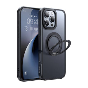McDodo PC-4933 MagSafe maciņš iPhone 16 Pro Max ar statīvu (melns)