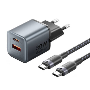 GaN Vention USB-C+A 30W-laddare + USB-C-C-kabel 1m (Grå)