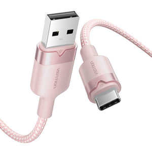 USB 2.0 A to USB-C 3A cable Vention CTNPH 2M (pink)