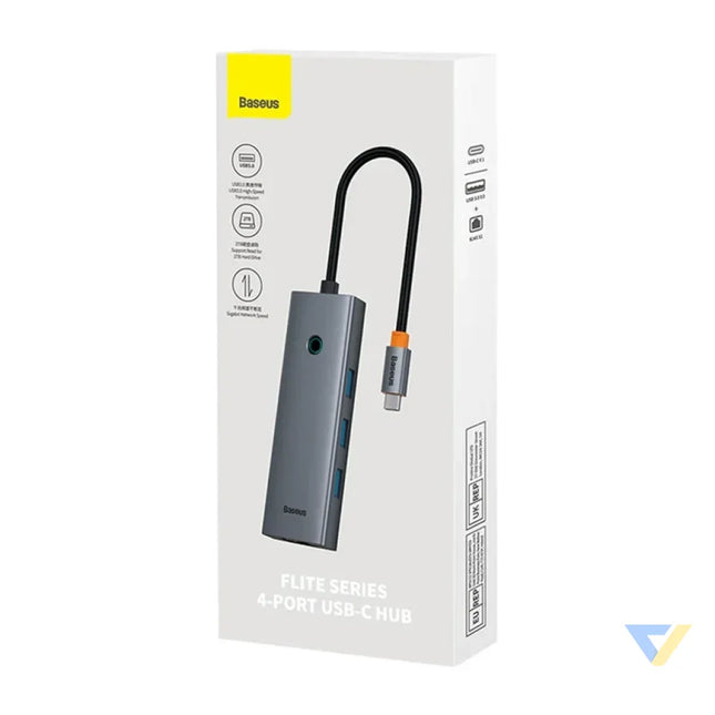 4in1 Hub Baseus UltraJoy USB C do 3x USB 3.0 + RJ45 (space grey) Hubs