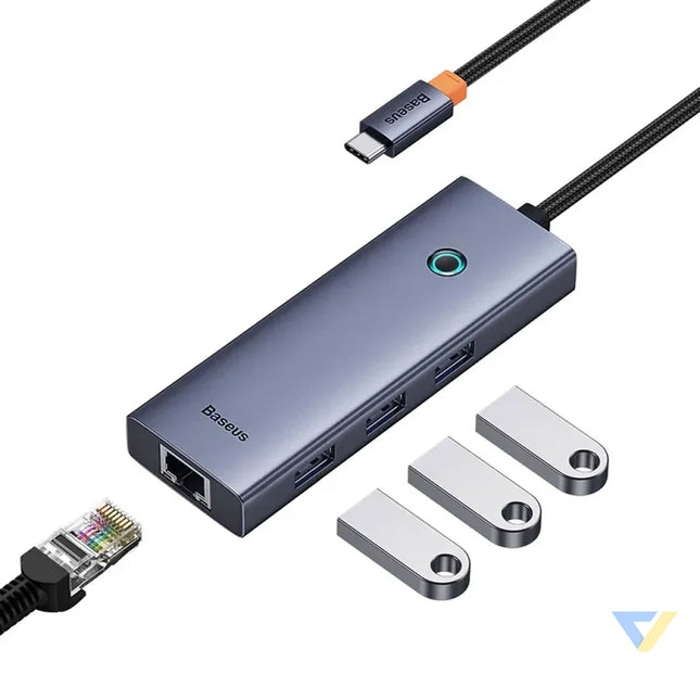 4in1 Hub Baseus UltraJoy USB C do 3x USB 3.0 + RJ45 (space grey) Hubs