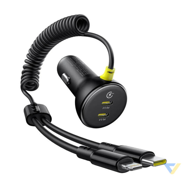 60W Baseus USB C car charger + Lightning cable (Black) Car chargers