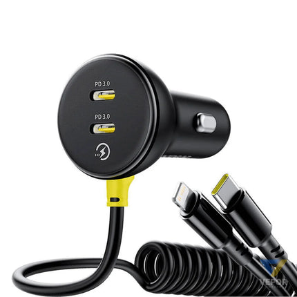 60W Baseus USB C car charger + Lightning cable (Black) Car chargers