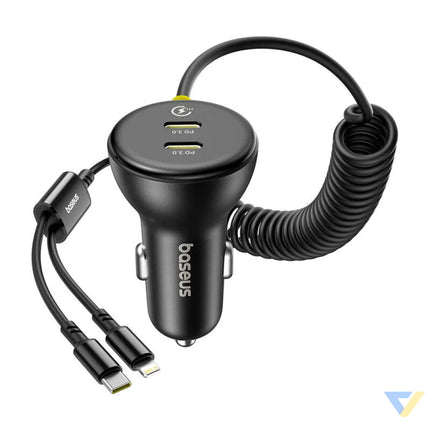 60W Baseus USB C car charger + Lightning cable (Black) Car chargers
