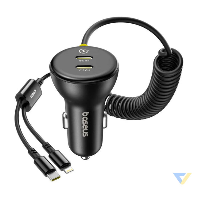 60W Baseus USB C car charger + Lightning cable (Black) Car chargers