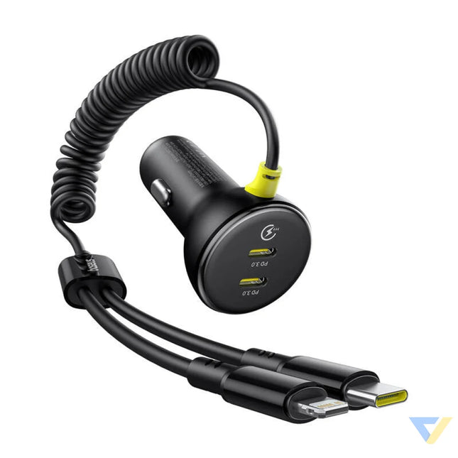 60W Baseus USB C car charger + Lightning cable (Black) Car chargers