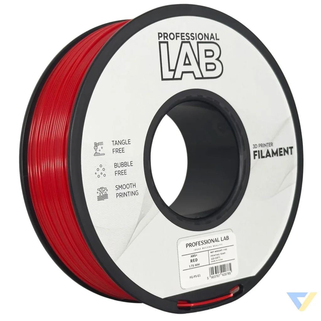 ABS is a strong, impact-resistant filament, ideal for functional parts and mechanical components. It requires a heated bed and enclosure to minimize warping and should be used in a well-ventilated area.