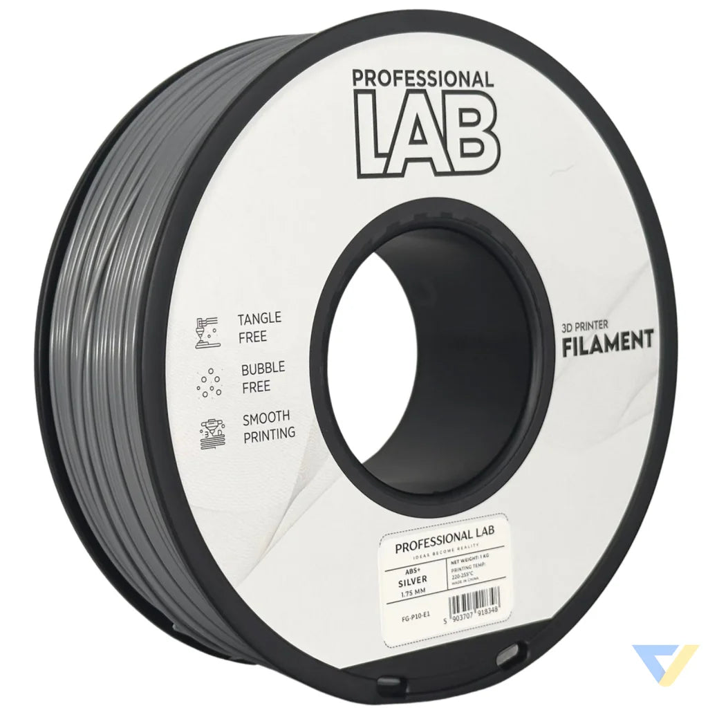 ABS is a strong, impact-resistant filament, ideal for functional parts and mechanical components. It requires a heated bed and enclosure to minimize warping and should be used in a well-ventilated area.