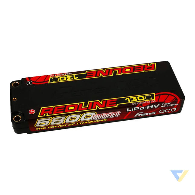 Accumulator Gens ace Redline Series 5800mAh 7.6V 130C 2S1P HardCase 56# HV Ultra LCG LiPo Lithium and NiMH