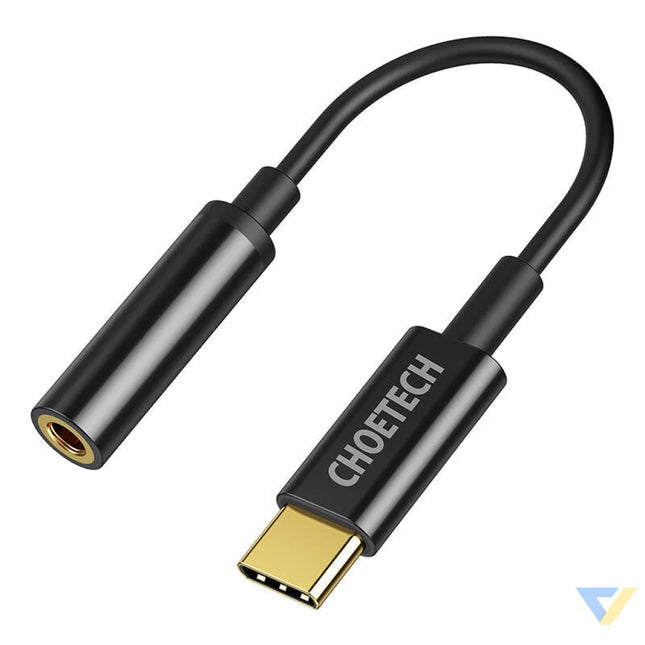 Adapter Choetech AUX003 USB C to 3.5mm Audio Jack Adapter (black) Audio adapters