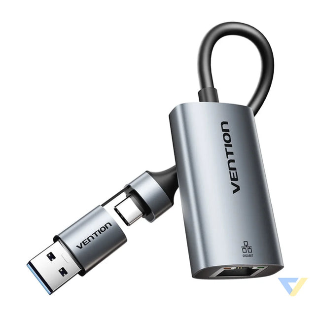 Adapter Vention USB A + USB C do Gigabit Ethernet 0.15m Adapters connectors and converters