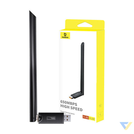 Adapter WiFi with antenna Baseus FastJoy 650Mbps (czarny) Adapters connectors and converters