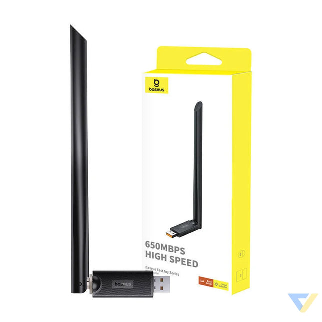 Adapter WiFi with antenna Baseus FastJoy 650Mbps (czarny) Adapters connectors and converters